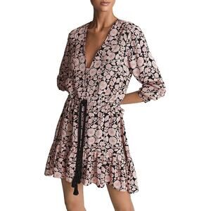 Reiss 'January' Pink Floral Print V Neck Mini Dress Size 4